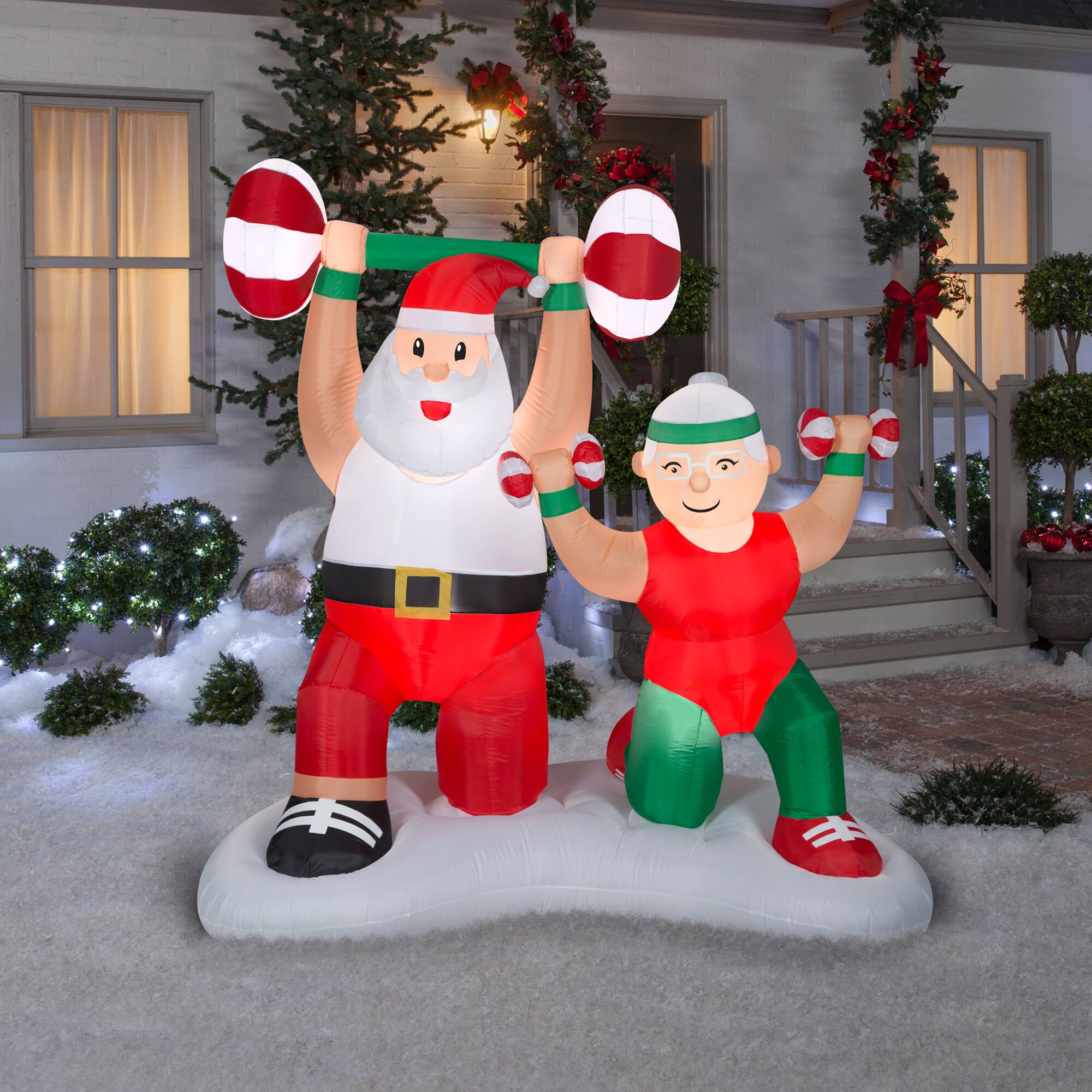 6.5ft. Airblown® Inflatable Christmas Santa & Mrs. Claus Workout Scene